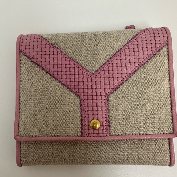 Yves Saint Laurent Pink and Cream Woven Clutch - Picture 7 of 13
